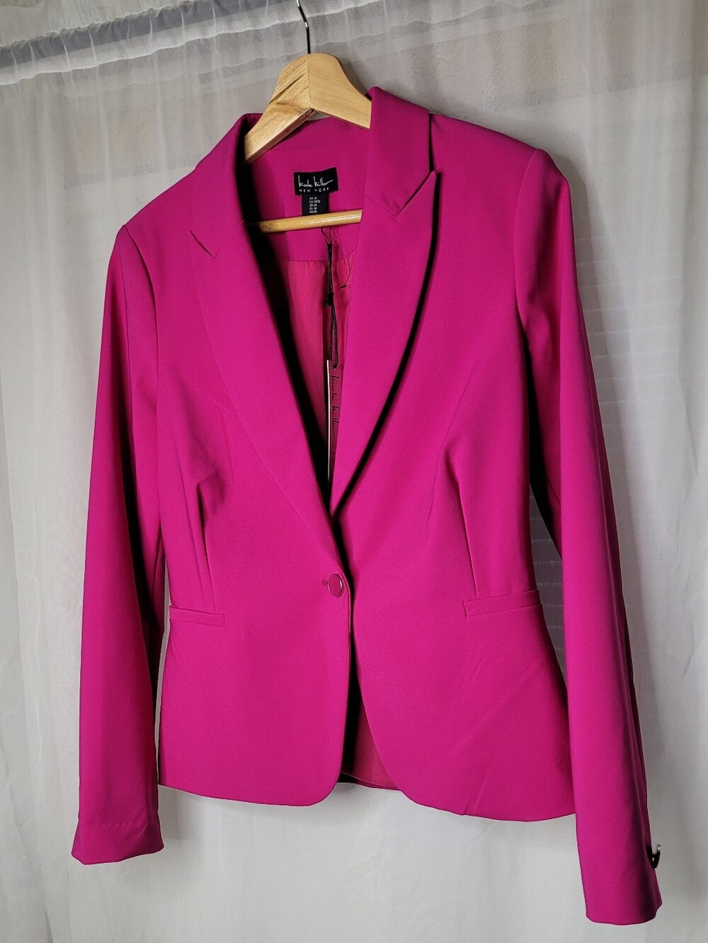 Nicole Miller Bright Fuchsia Single-button Blazer Medium Versatile Bold NEW - Picture 4 of 7